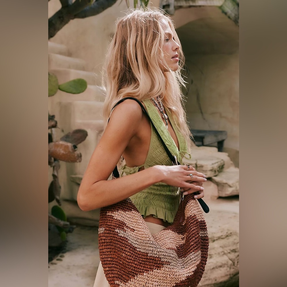 NWT Free People Santorini Straw Tote Bag